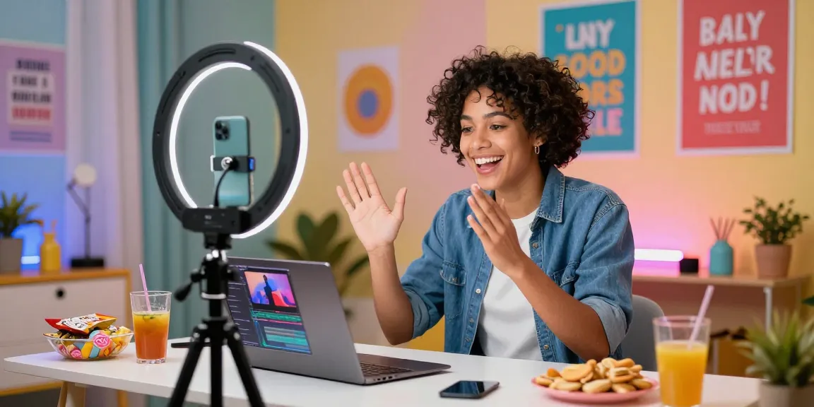 Dynamic TikTok content creation environment showing the best place to buy TikTok views with an engaging creator setup.