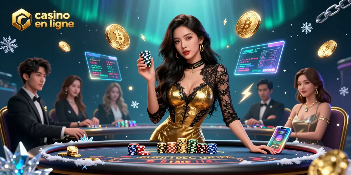 Vivez l'action à enjeux élevés dans un casino en ligne avec des joueurs glamour et des éléments crypto.