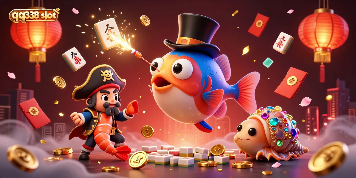 Engage with thrilling action in the qq338 slot illustration, featuring vivid characters, coins, and dynamic gaming elements.