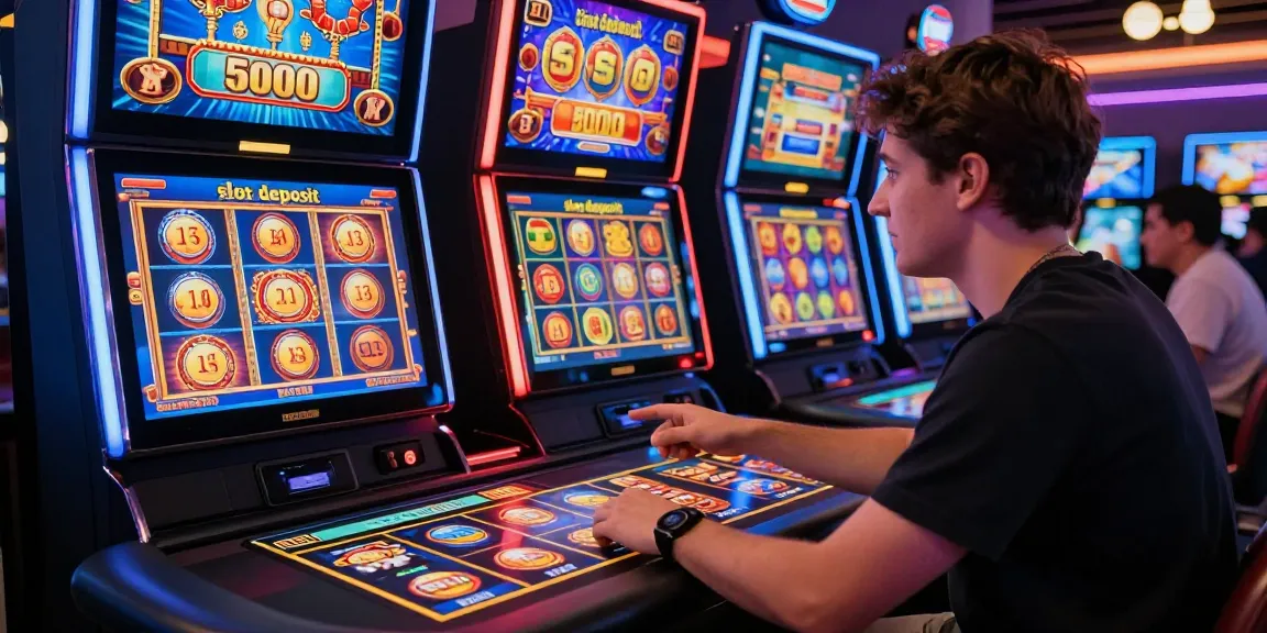 Player selecting the slot deposit 5000 option in a vibrant online casino setting.