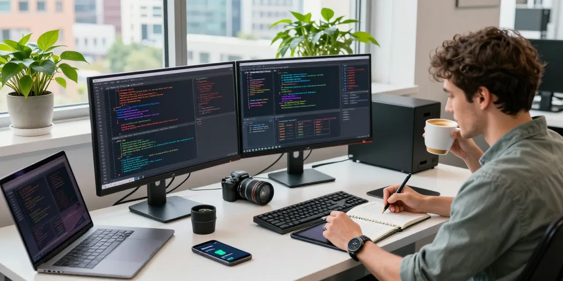 Developer menggunakan laptop di ruang kerja modern untuk mengakses https://codestus.com/posts/huong-dan-su-dung/usecallback-trong-react dan menganalisis kode aplikasi.