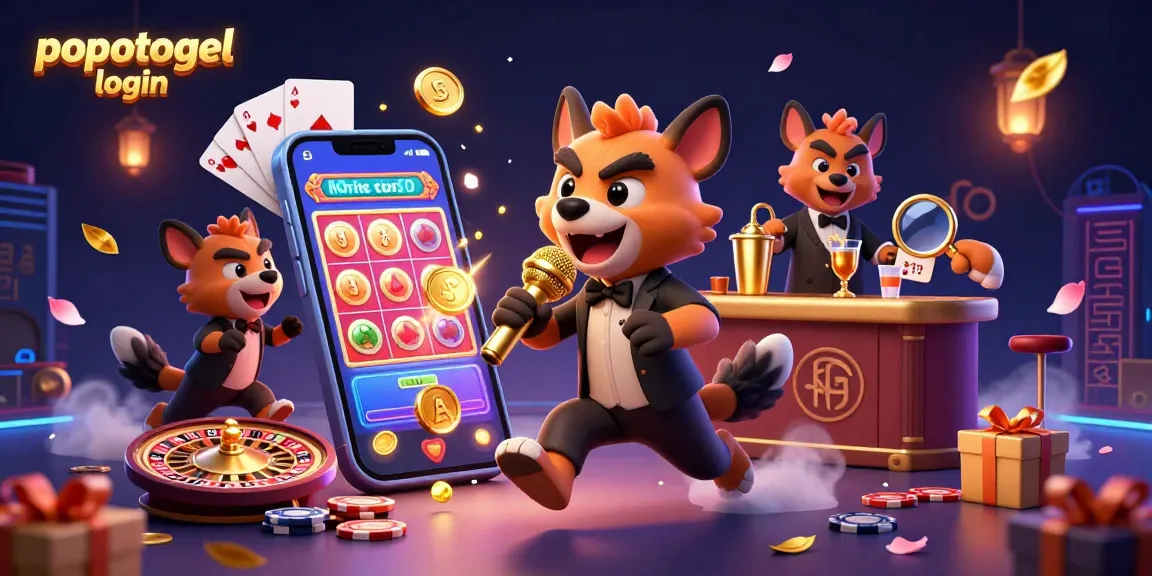 Experience the thrill of popotogel login in a vibrant cartoon casino with animated hyenas and exciting game elements.