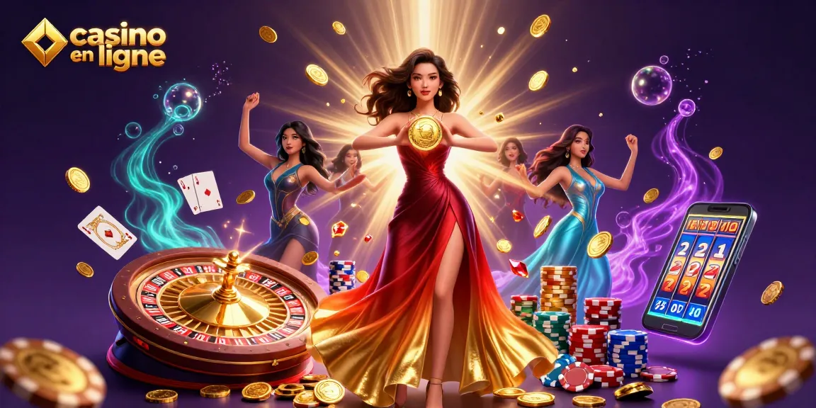 Découvrez l'énergie vibrante du casino en ligne avec une reine de pièce en or parmi des éléments de jeu passionnants.