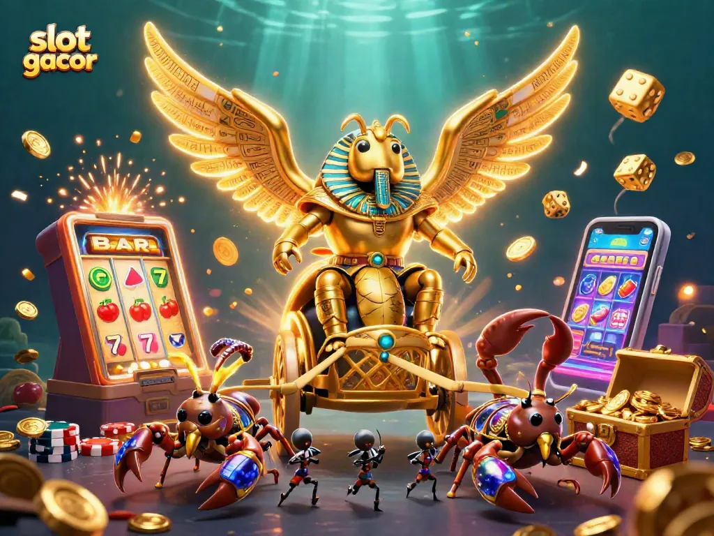 Permainan slot gacor dengan jackpot mengagumkan dan karakter 3D menarik di latar belakang yang kaya