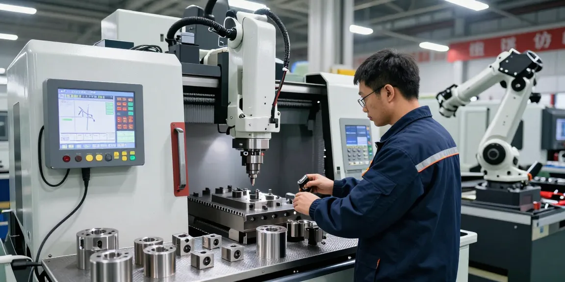 CNC Machining China showcasing skilled technician operating precision machinery in an advanced manufacturing setup