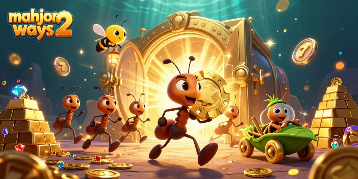Experience the excitement of mahjong ways 2 with ants conducting a heist in a casino-themed scene.