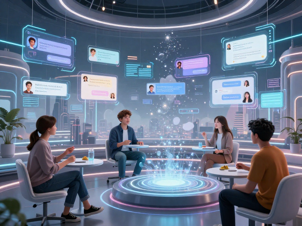 Engaging ai nsfw chat environment showcasing avatars in a digital conversation.