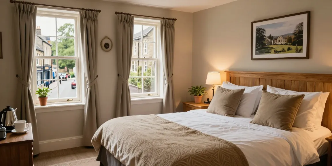 Inviting room at Accommodation Skipton featuring plush bedding and warm decor.