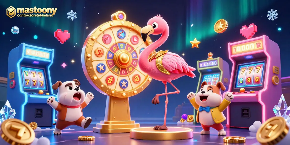 Engaging illustration depicting a vibrant casino scene with masonrycontractorstatenisland elements like the prize wheel and lucky symbols.