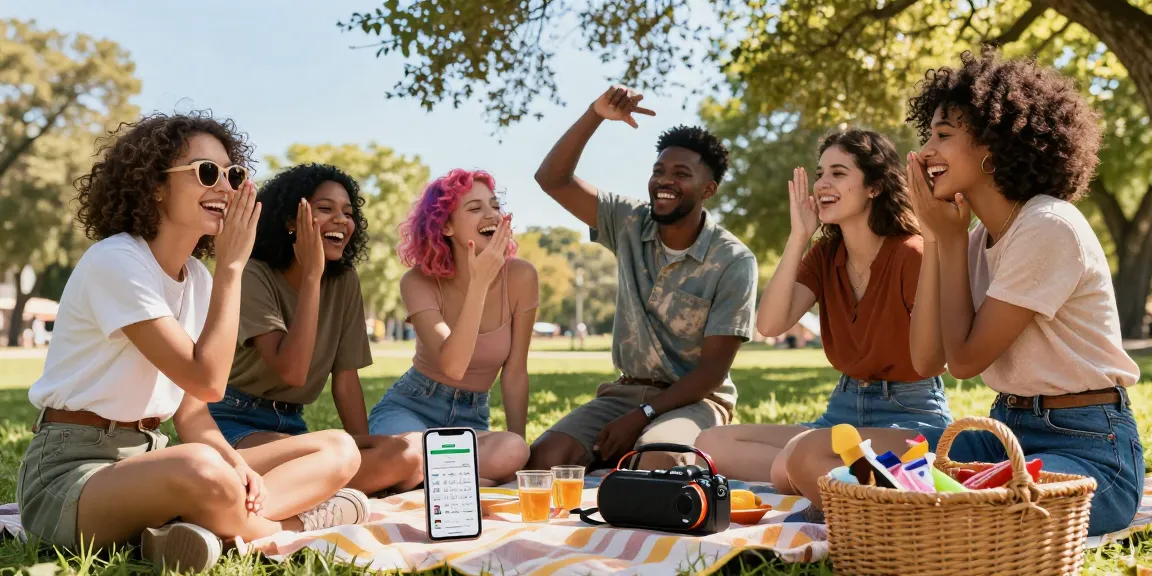 Friends engaging in a fun attractiveness test outdoors, showcasing vibrant personalities and laughter.