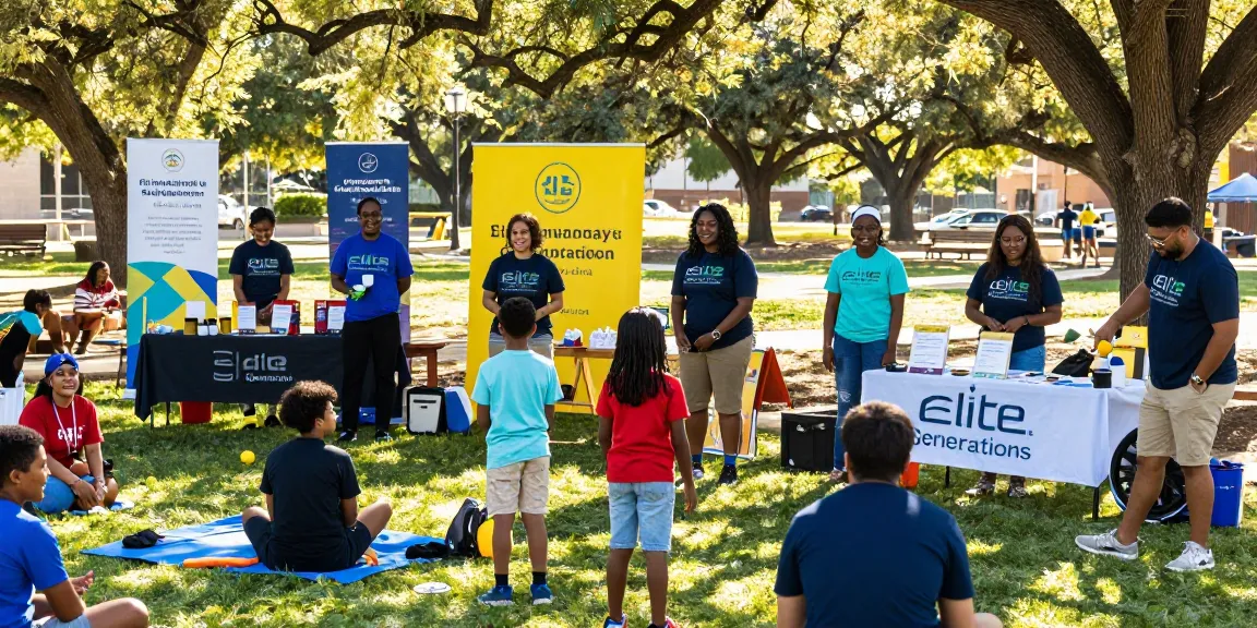 Elite Generations team engaging with community at a Dallas event.