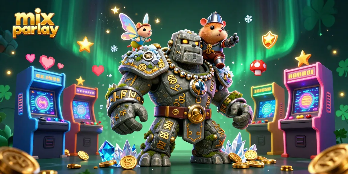 Engage in mix parlay betting with exciting characters in a vibrant casino scene, showcasing game elements and rich visuals.