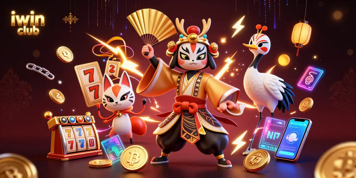 Win big with iwin club's vibrant casino elements, showcasing slots and cryptocurrency.