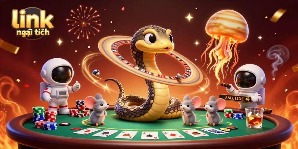 Bet on the link socolive mới nhất with vibrant cartoon characters engaging in a cosmic game.