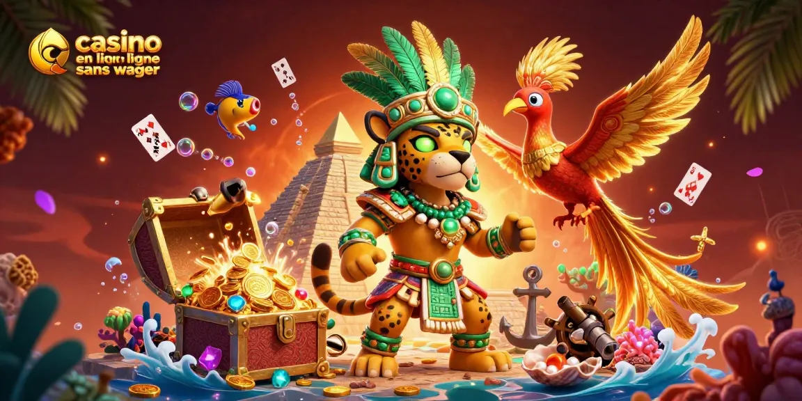 Découvrez l'illustration 3D captivante sur le casino en ligne sans wager, combinant des éléments de jeu dynamique.
