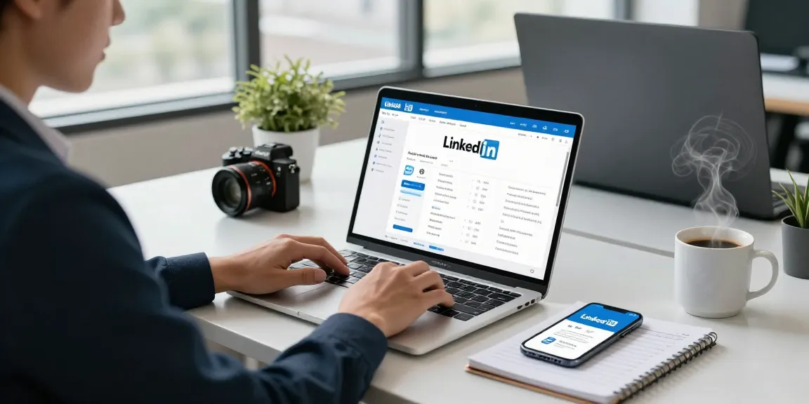 Purchase LinkedIn followers in a modern office setting, showcasing a professional strategizing growth on LinkedIn.