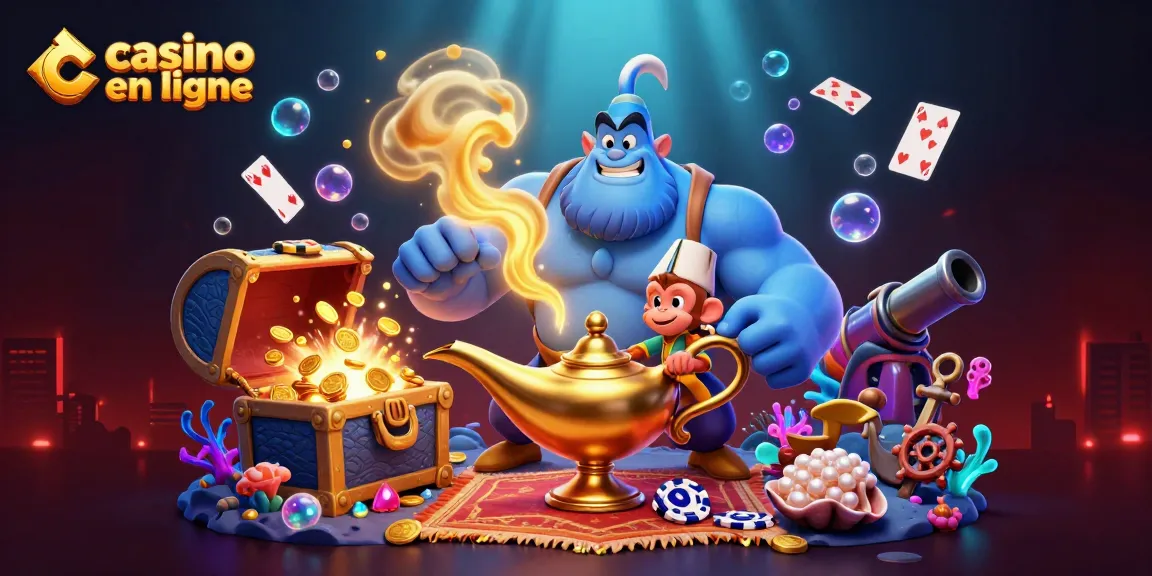 Jouer à casino en ligne avec des personnages colorés et des pièces d'or volantes.