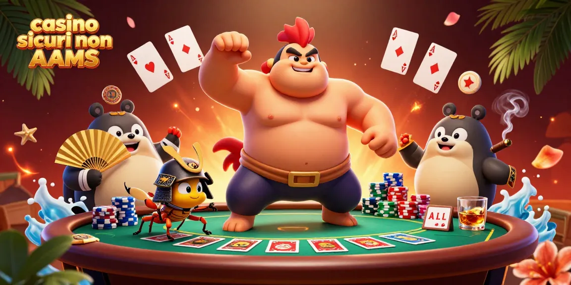 Scopri i migliori casino sicuri non AAMS con un'illustrazione avvincente di un gallo e un grillo danzanti.
