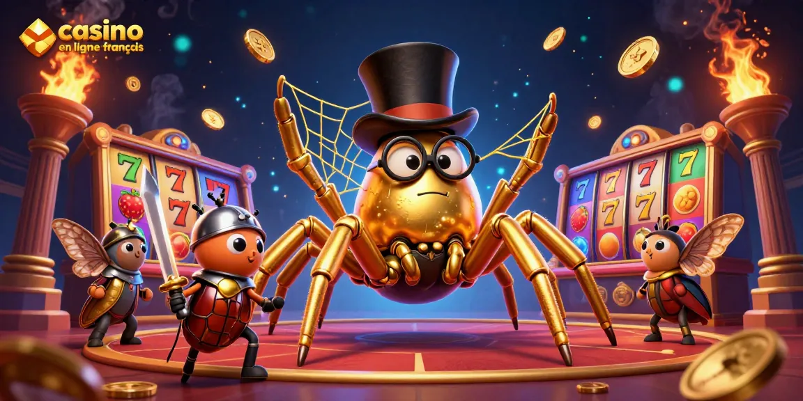 Gagnez au casino en ligne français avec une araignée dorée et un petit chevalier.