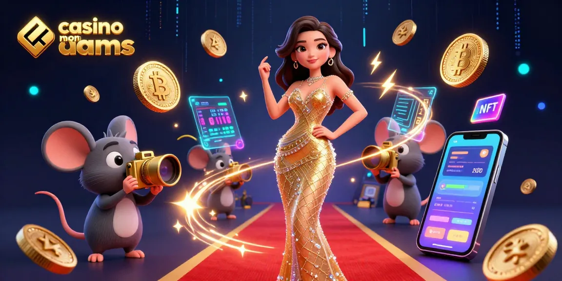 Interagisci con le esperienze dei casinò non AAMS in un'illustrazione vivace e dinamica che mostra glamour e criptovaluta.