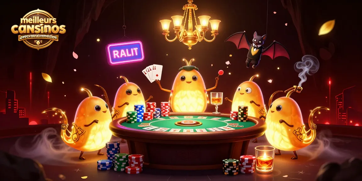 Meilleurs casinos en ligne avec retrait immédiat : animation colorée du casino et ses personnages lumineux animant le jeu