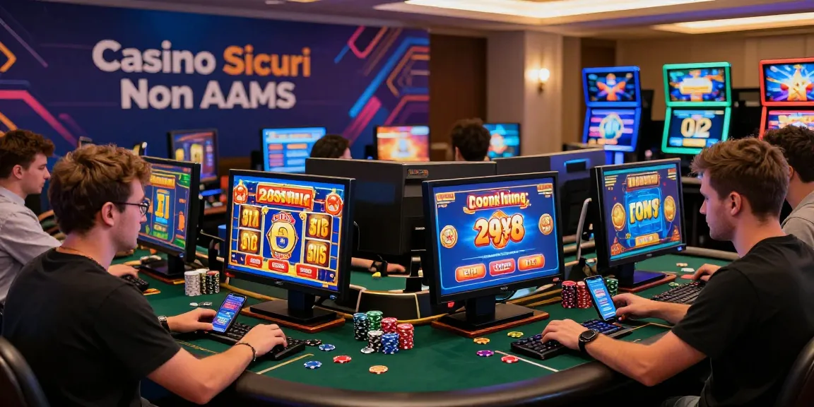 Players enjoying casino sicuri non AAMS games on their devices in a vibrant online environment.