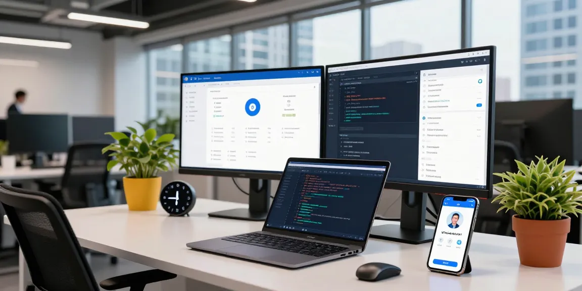 Advanced age verification system in a tech office with real-time biometrics and AI dashboard.