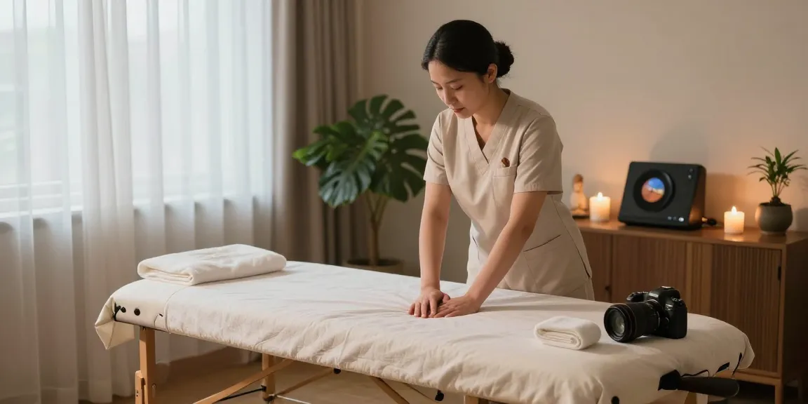 Professional massage therapy setup at home, featuring aromatherapy and calming environment from https://www.banhanamsg.com/.