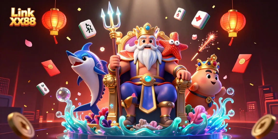 Engage in exciting gaming adventures with Link XX88, featuring vibrant 3D characters and casino elements.