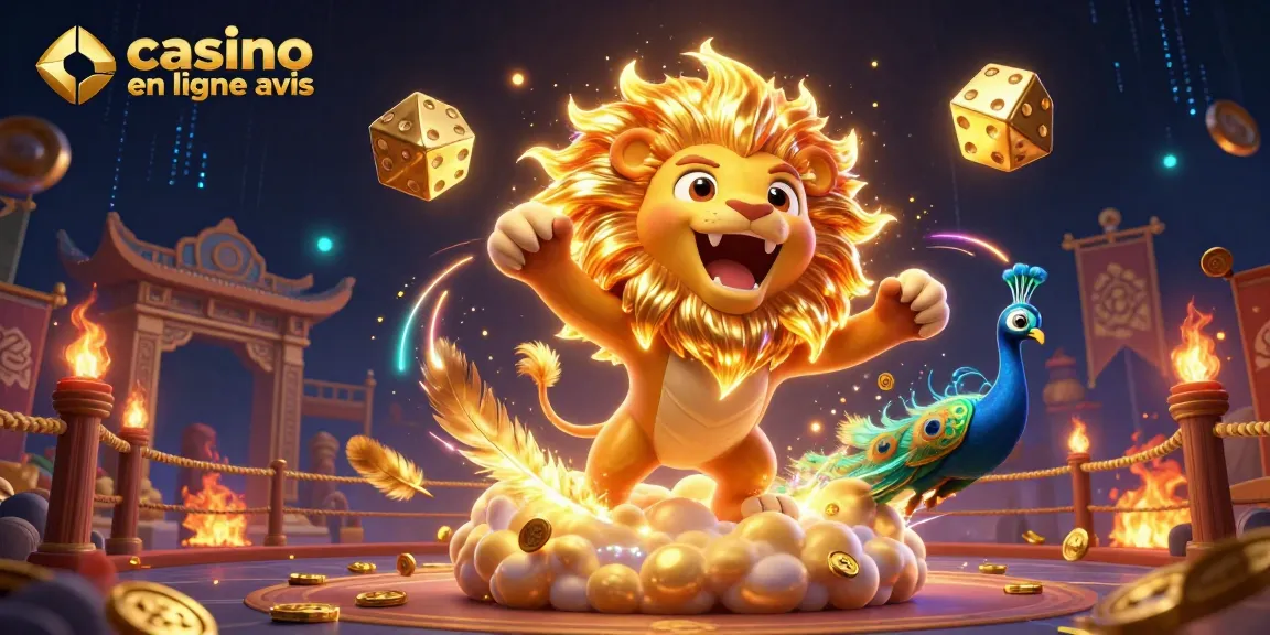 Casino en ligne avis illustrant une léon solaire dans un environnement de jeu dynamique et coloré.