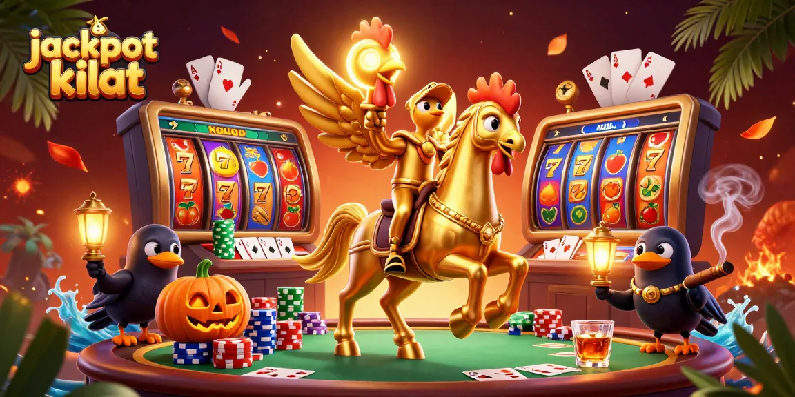 Experience jackpot kilat with vibrant casino elements and characters in a dynamic 3D scene.