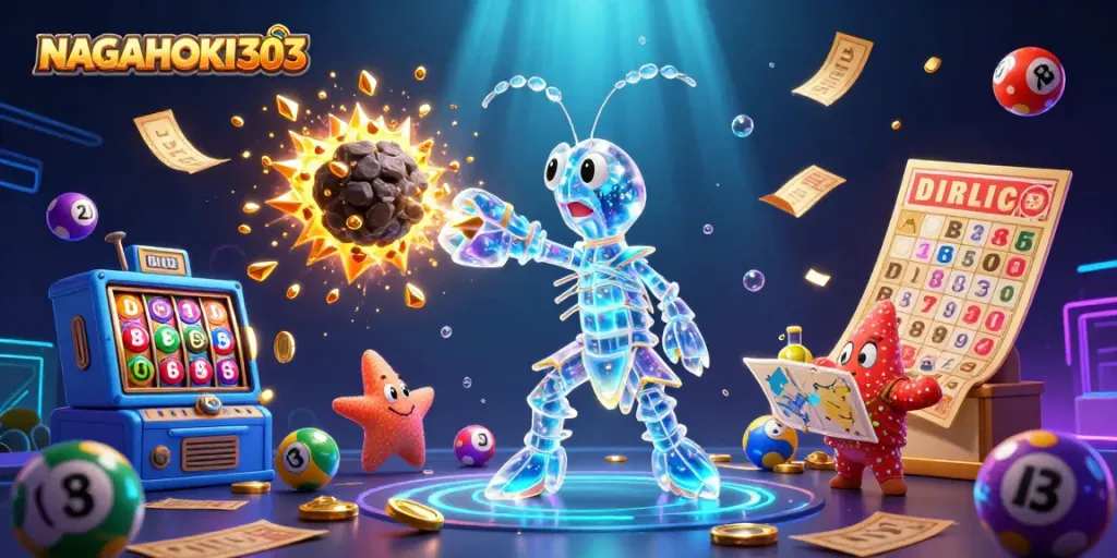 Gambarkan action game NAGAHOKI303 dengan samurai mantis dan elemen judi interaktif.