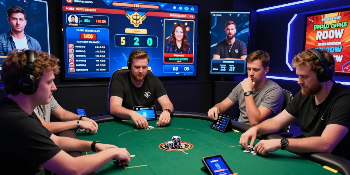 Dewapoker Live Jackpot showcases players engaged in an exciting online poker tournament with vibrant graphics and digital interfaces.