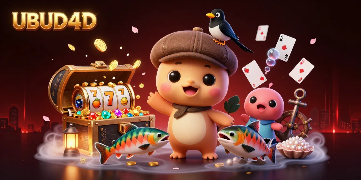 Spin to win with UBUD4D's vibrant 3D illustration showcasing exciting slot gameplay elements.