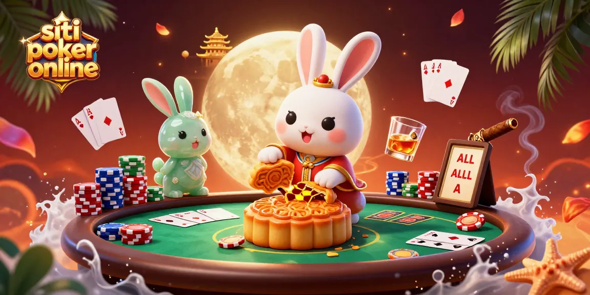 Scopri i migliori siti poker online mentre il coniglio lunare gioca a poker con fiches e carte.
