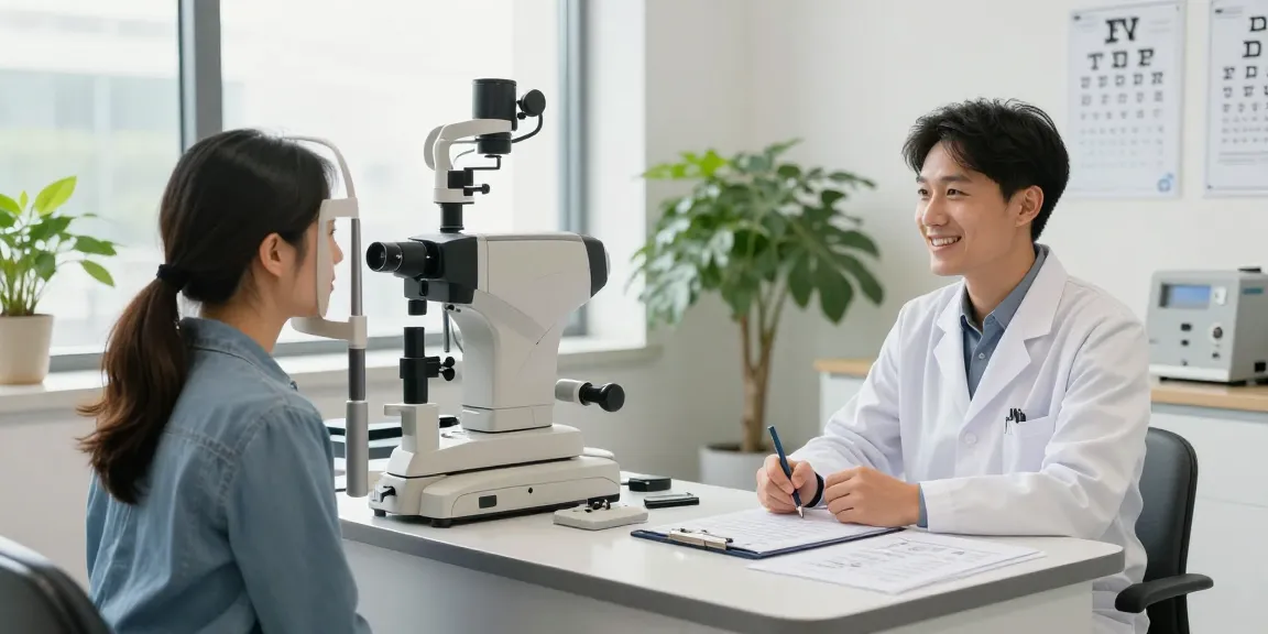 Consultation at SNU Eye Clinic showcasing Болорсолих innovations in eye care and surgery.
