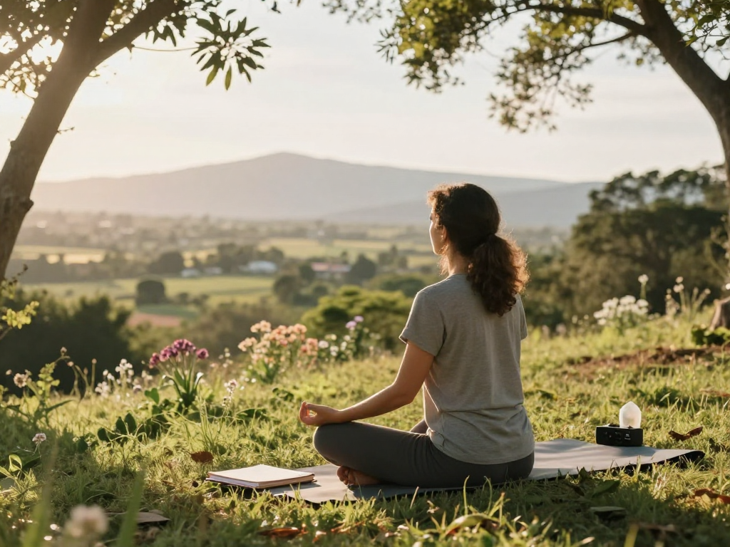 Practicing mantra 88 meditation in a tranquil outdoor setting