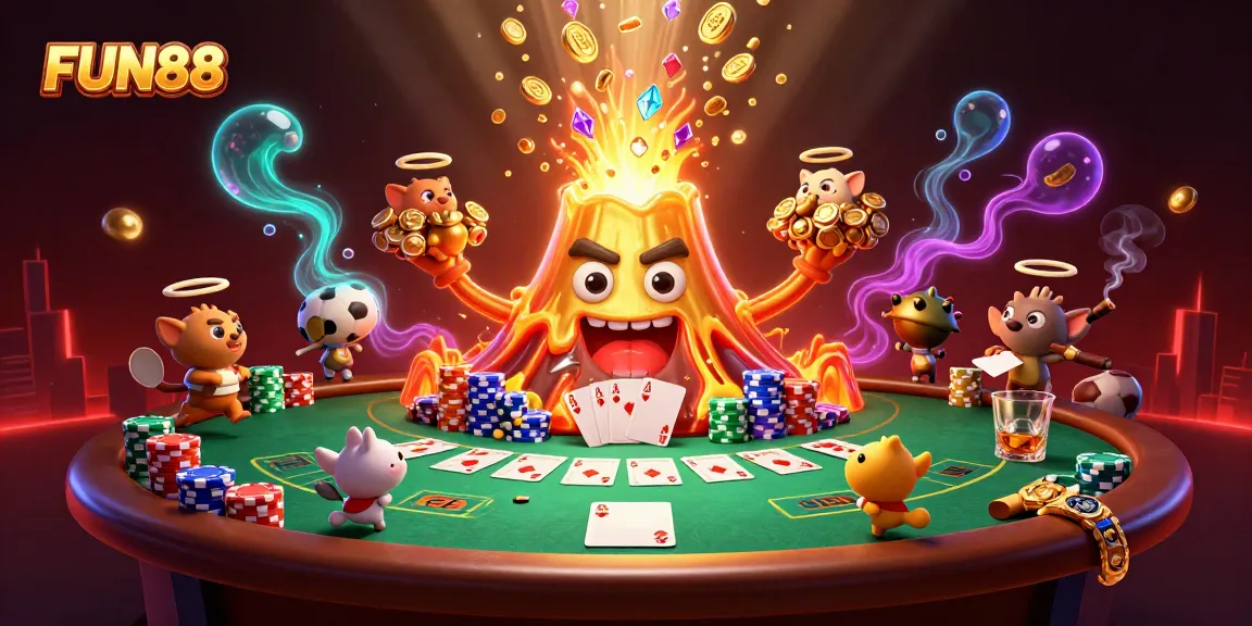 Bet at FUN88 and enjoy thrilling sports betting with a vibrant casino illustration.