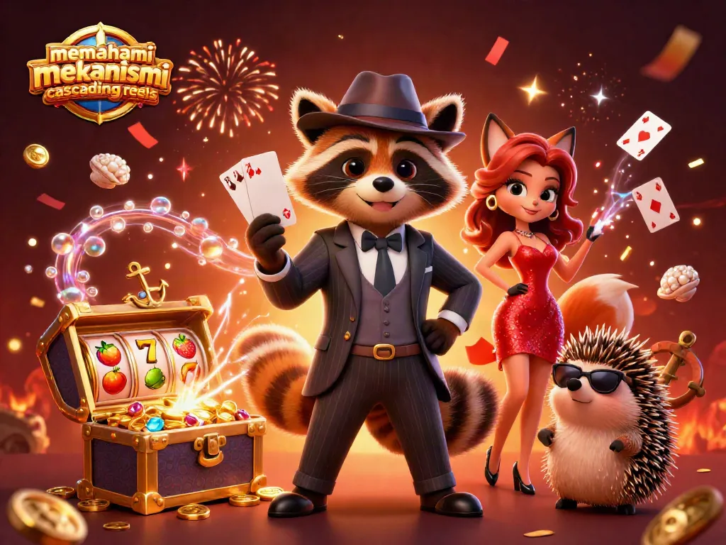 Memahami mekanisme cascading reels dan simbol slot yang memikat dalam ilustrasi 3D menarik.