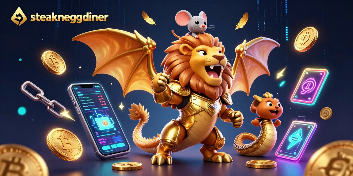 Experience thrilling gameplay at steakneggdiner with a vibrant crypto-themed casino illustration.