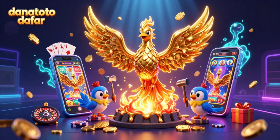 Engage with danatoto daftar while exploring vibrant casino elements featuring a molten gold phoenix.