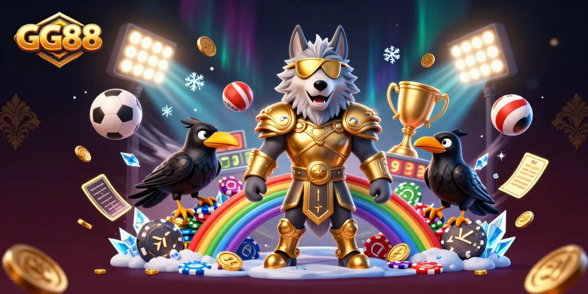 Bet on sports with GG88, featuring a vibrant 3D Norse-inspired character scene.
