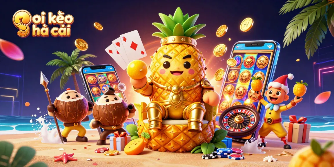 Engaging scene of soi kèo nhà cái showcasing a vibrant casino atmosphere with cartoon characters and gaming elements.