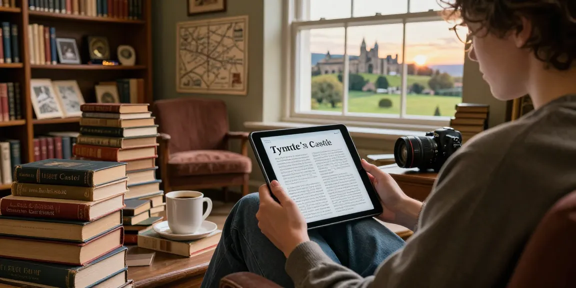 Engaging digital reading experience at https://tyntescastle.com about Tynte's Castle, showcasing a cozy library atmosphere.