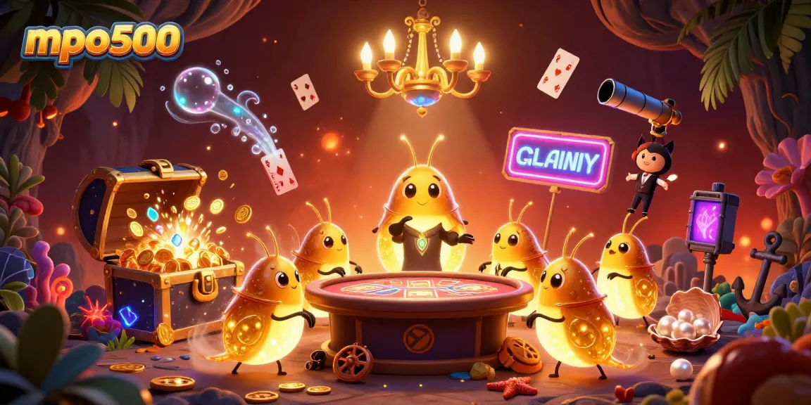 Experience the excitement of mpo500 gaming with colorful glowworms in a vibrant casino setting.