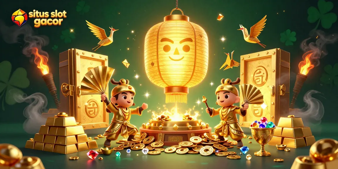Spin and win at situs slot gacor with 3D casino characters and vibrant treasure elements.