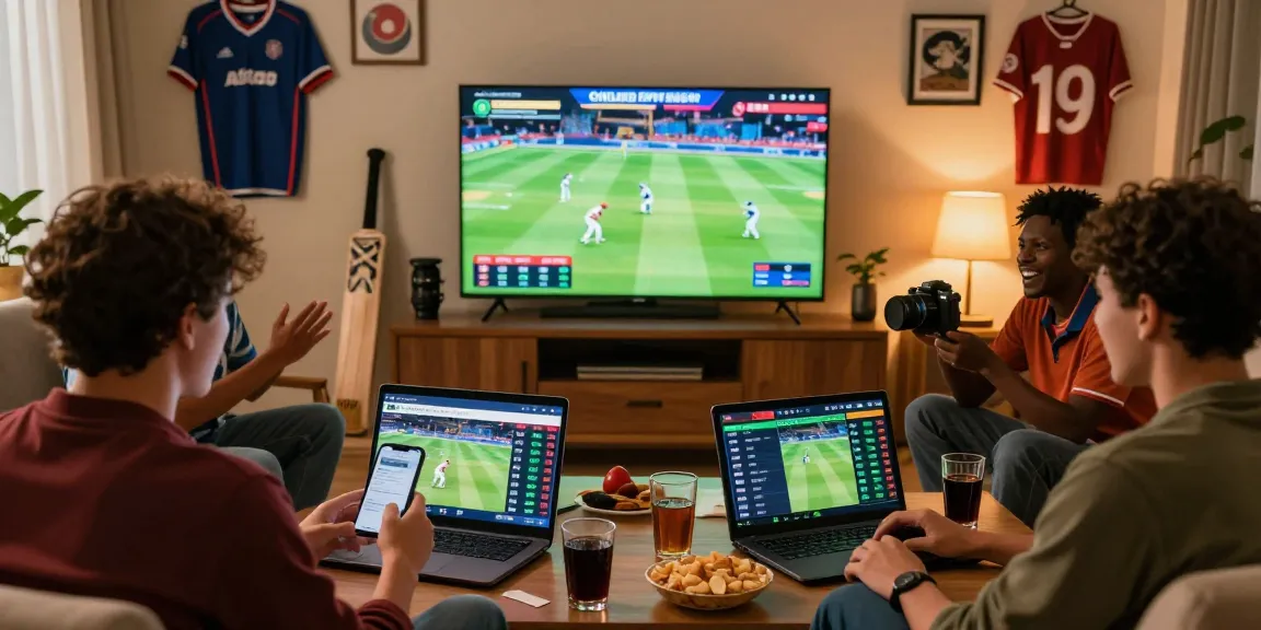 Engaged users enjoying Fairplay24 online betting in a lively sports atmosphere with live cricket action.
