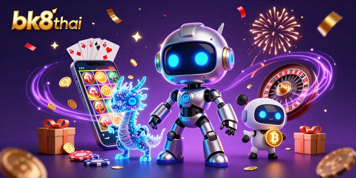 Experience exciting gameplay with bk8thai's dynamic casino illustration featuring cyberpunk elements and rich details.