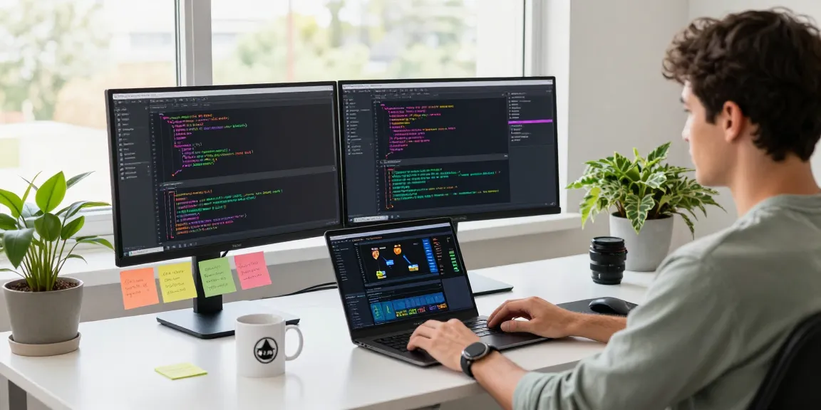 Developer coding FiveM ESX Scripts in a modern workspace.