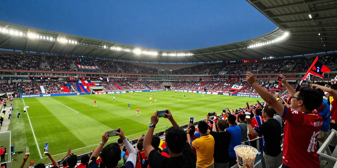 Live football atmosphere with BK8 enhancing the fan experience at a stadium.